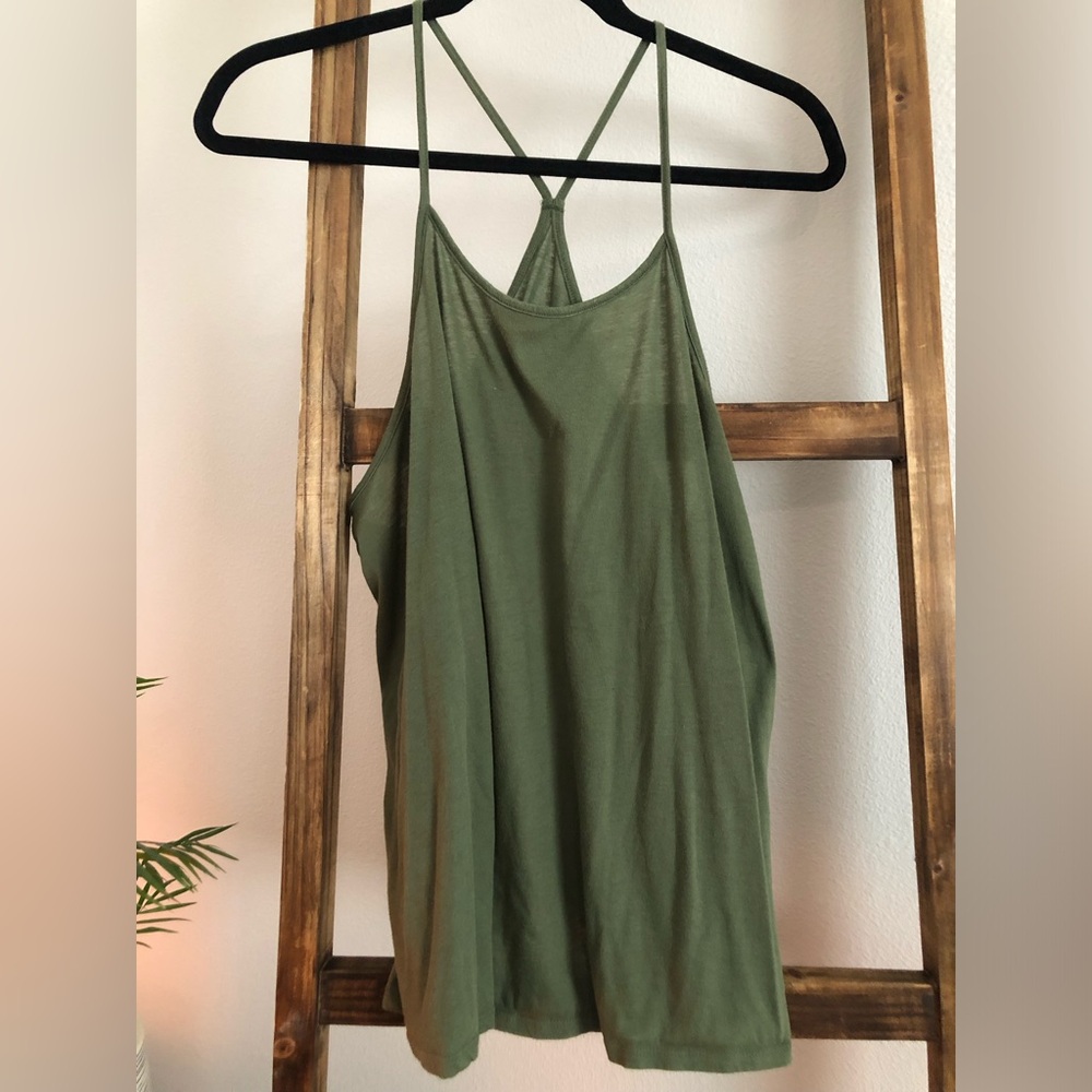 Avocado Green Spaghetti Strap Racerback style Tank Top
